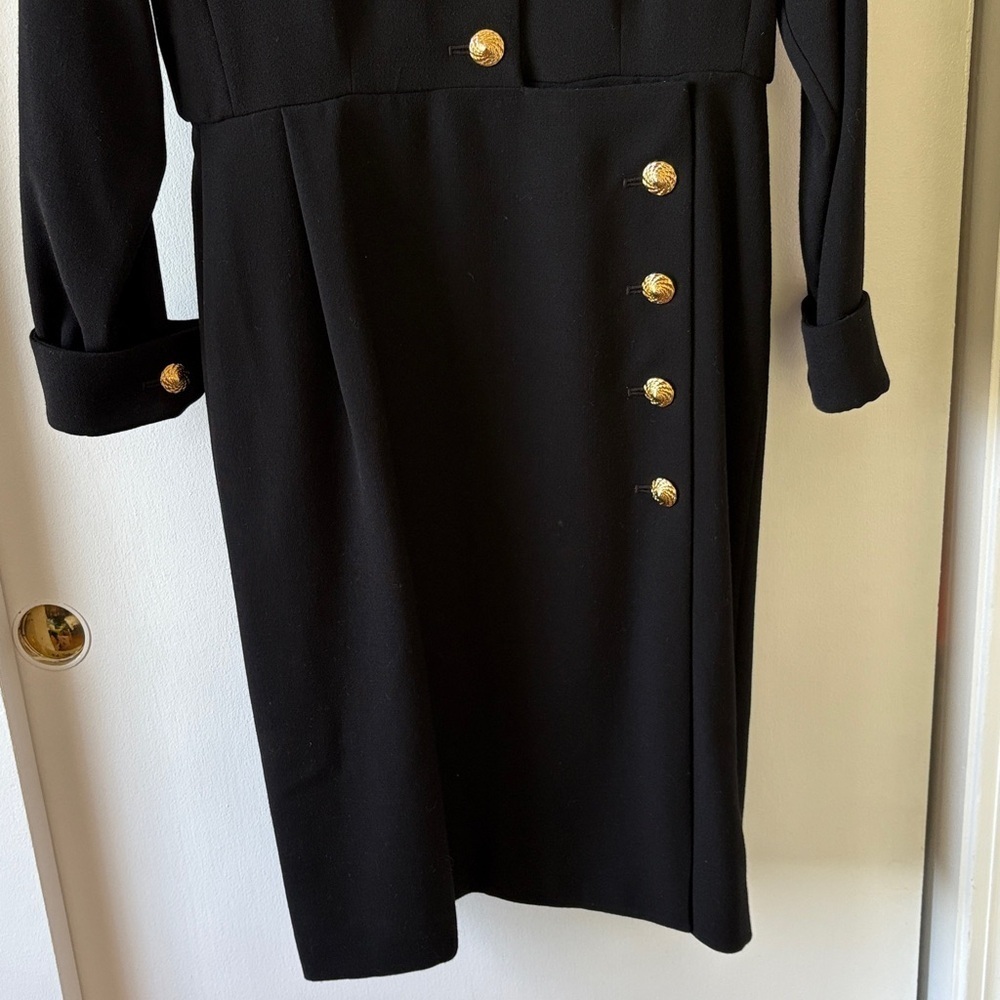Yves Saint Laurent Encore Vintage Black Wool Crepe Dress 12 - Picture 5 of 14
